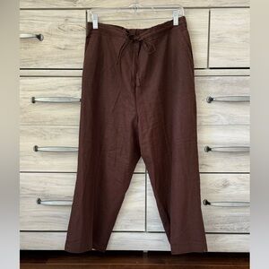 Vintage Sag Harbor Brown Linen Pants Size 16P – Relaxed Fit Capri/Ankle Length